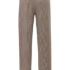 Hayden Bruine Puppytooth Wijd Been Hoge Taille Getailleerde Broeken