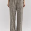 Hayden Bruine Puppytooth Wijd Been Hoge Taille Getailleerde Broeken