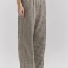 Hayden Bruine Puppytooth Wijd Been Hoge Taille Getailleerde Broeken