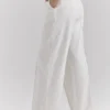 Hayden witte broek met fijne streep en hoge taille