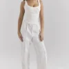 Hayden witte broek met fijne streep en hoge taille