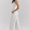 Hayden witte broek met fijne streep en hoge taille