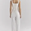 Hayden witte broek met fijne streep en hoge taille