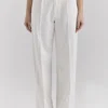 Hayden witte broek met fijne streep en hoge taille