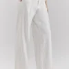 Hayden witte broek met fijne streep en hoge taille