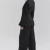 Hayden Zwarte getailleerde broek met wijde pijpen en hoge taille