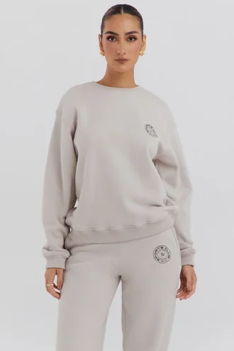 Haze Cloud katoenen sweatshirt met fleece binnenkant en ronde hals