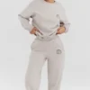 Haze Cloud katoenen sweatshirt met fleece binnenkant en ronde hals
