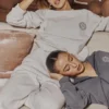 Haze Cloud katoenen sweatshirt met fleece binnenkant en ronde hals