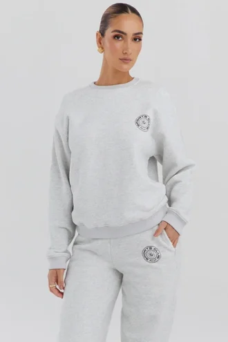 Haze lichtgrijs gemêleerd Sweatshirt met ronde hals