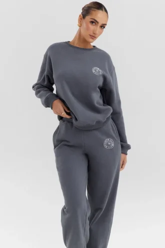 Haze Slate sweatshirt met ronde hals