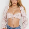 Henrietta roze bloemenbralette met plooien als top
