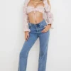 Henrietta roze bloemenbralette met plooien als top
