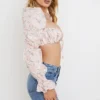 Henrietta roze bloemenbralette met plooien als top