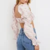 Henrietta roze bloemenbralette met plooien als top