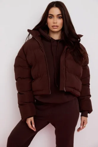 Hero Chocolate oversized pufferjas in C-vorm