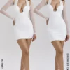 Holly White Plunge Mini-jurk