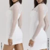 Holly White Plunge Mini-jurk