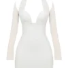 Holly White Plunge Mini-jurk
