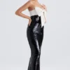 Holly zwarte pailletten strapless jurk met strikken