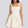Honor Buttermilk mini-jurk met lintdetails