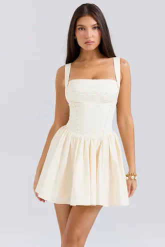 Honor Buttermilk mini-jurk met lintdetails