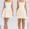 Honor Buttermilk mini-jurk met lintdetails