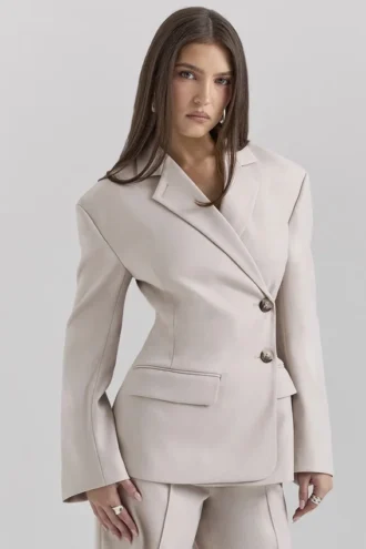 Hudson beige Blazer met zandloperfiguur