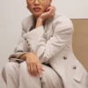 Hudson beige Blazer met zandloperfiguur