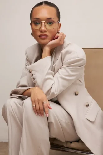 Hudson beige Blazer met zandloperfiguur