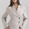 Hudson beige Blazer met zandloperfiguur