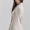 Hudson beige Blazer met zandloperfiguur