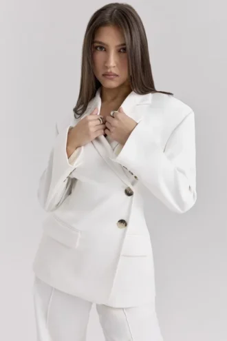 Hudson witte Blazer met zandloperfiguur