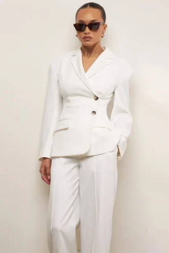 Hudson witte Blazer met zandloperfiguur