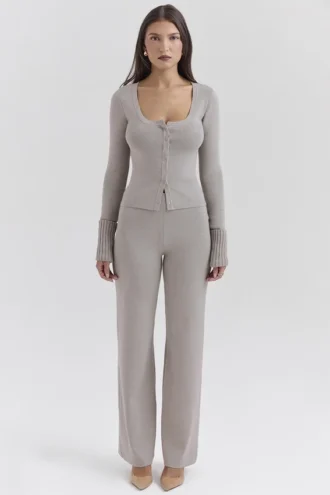 Hunter Grey kasjmier broek met rechte pijpen