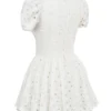 Imani witte geplooide mini-jurk met broderie anglaise