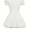Imani witte geplooide mini-jurk met broderie anglaise