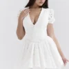 Imani witte geplooide mini-jurk met broderie anglaise
