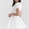 Imani witte geplooide mini-jurk met broderie anglaise