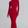 Imogen Scarlet Red Hip Drape Maxi-jurk