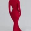 Imogen Scarlet Red Hip Drape Maxi-jurk