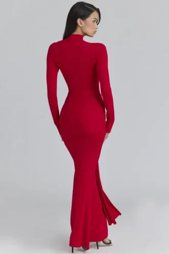 Imogen Scarlet Red Hip Drape Maxi-jurk