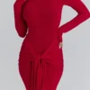 Imogen Scarlet Red Hip Drape Maxi-jurk
