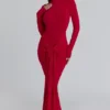 Imogen Scarlet Red Hip Drape Maxi-jurk