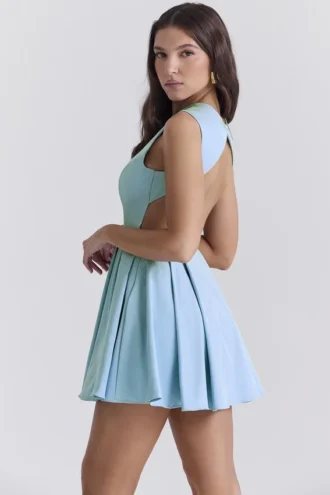 Ingrid mini-jurk van twill in Toscaans blauw