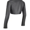 Ione Zwarte veganistische leren cropped top