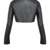 Ione Zwarte veganistische leren cropped top