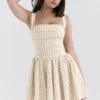 Isadora Gingerbread Gingham mini-jurk