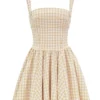 Isadora Gingerbread Gingham mini-jurk