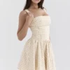 Isadora Gingerbread Gingham mini-jurk